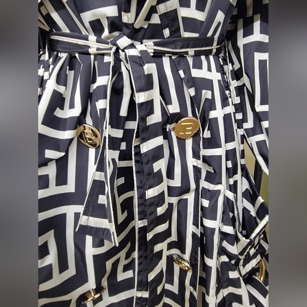 Balmain - Monogram Jacquard Pattern Trench Coat - Picture 7 of 11